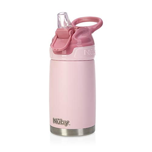 Nuby No Spill Stainless Steel Kids Cup – 10 Oz – Pink
