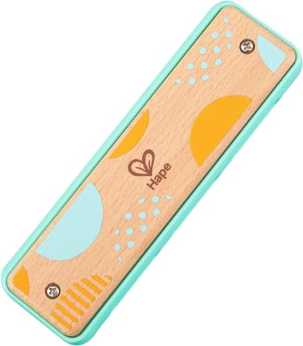 Hape Blues Harmonica | 10-Hole Wooden Kids Toy, Blue-Green
