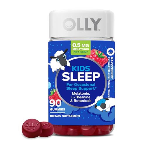 OLLY Kids Sleep Gummies, Melatonin & Chamomile, Raspberry – 90 Count