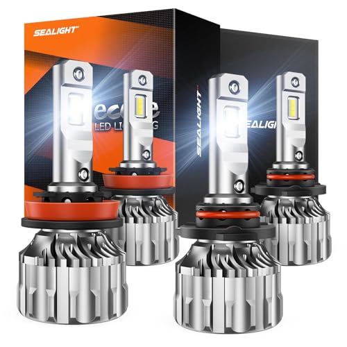SEALIGHT Ultra-Bright H8/H9/H11 9005 Combo Bulbs, Pack of 4