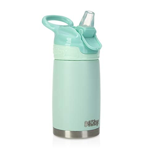 Nuby No Spill Flip-It Stainless Steel Bottle – 10 Oz, Aqua Mint
