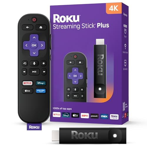Roku Streaming Stick Plus 2025 – 4K HDR with Voice Remote