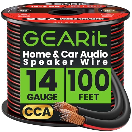 GearIT Pro 14AWG Speaker Wire, 100ft, Black