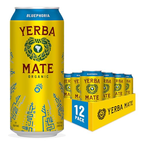 Yerba Madre Organic Yerba Mate, Bluephoria, 150mg Caffeine, 12 Pack