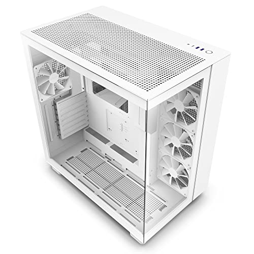 NZXT H9 Flow White ATX Mid-Tower Gaming Case with Glass