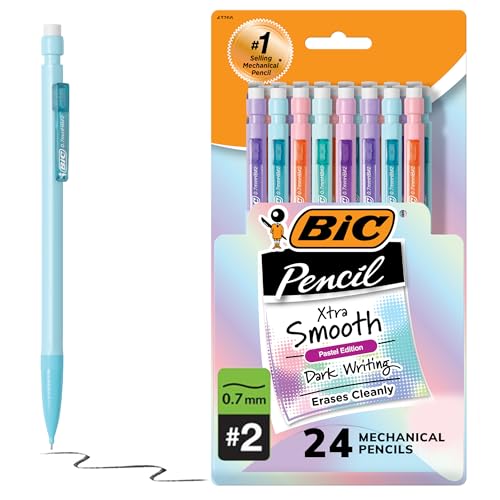 BIC Xtra-Smooth 0.7mm Pastel Mechanical Pencils, 24-Pack