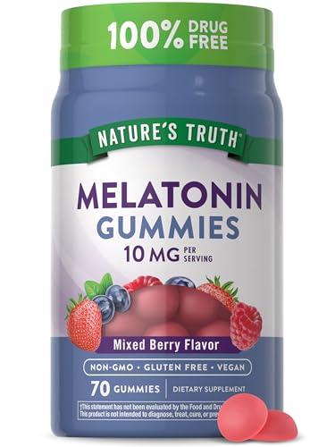 Nature’s Truth Melatonin 10mg Gummies, 70 Count, Berry Flavor