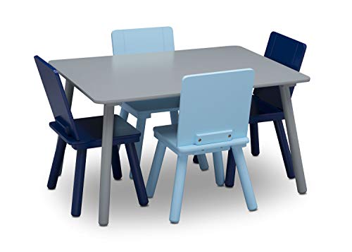 Delta Children Kids Table Set with 4 Chairs, Grey/Blue