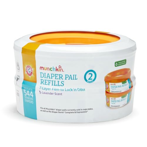 Munchkin Diaper Pail Refill Rings, 544 Newborn Capacity, 2 Pack