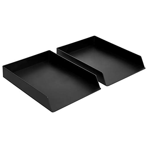 Amazon Basics Black Plastic Desk Organizer Tray, 2-Pack
