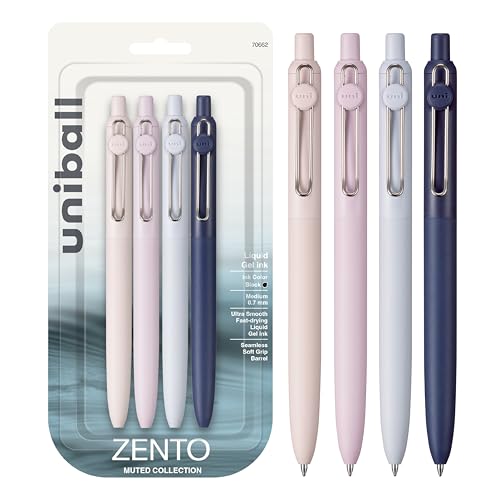 uni-ball Zento Black Gel Pens, 4-Pack, Medium Point
