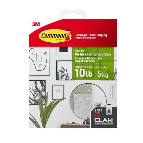 Command & 3M Claw Picture Hanging Kit, 10-45 lb Capacity