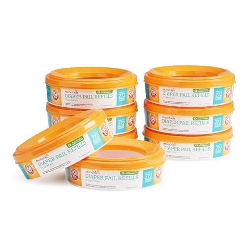 Munchkin Diaper Pail Refill Rings, 8 Pack, 2,176 Diaper Capacity