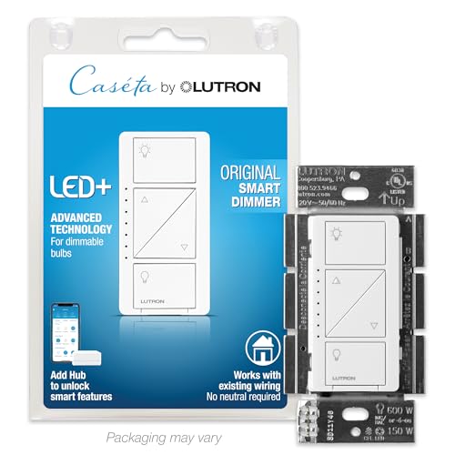 Lutron Caseta Smart Dimmer Switch for LED, White
