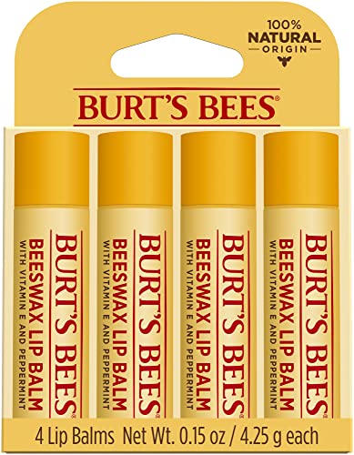 Burts Bees Unisex Beeswax Lip Balm Pack – 4 Count
