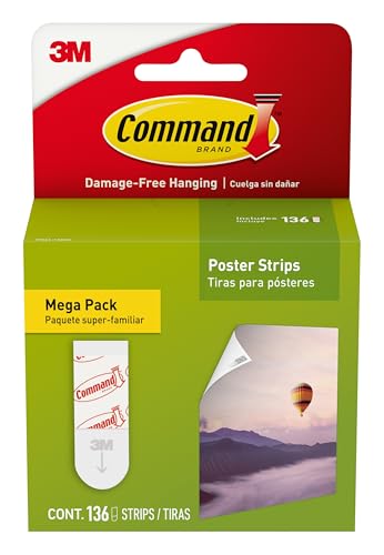 Command Poster Strips Mega Pack, 136 Damage-Free Adhesive Hangers