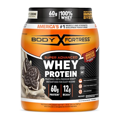 Body Fortress Whey Protein, Cookies N’ Creme, 60g Protein, 1.78lbs