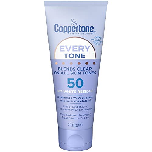 Coppertone SPF 50 Sunscreen Lotion, Clear, Vitamin E, 7oz