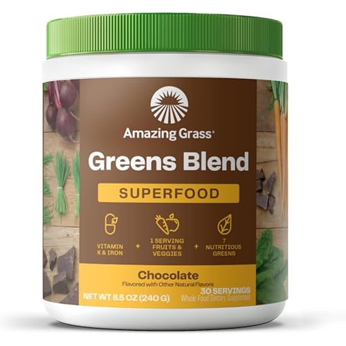 Chocolate Greens Superfood Powder with Probiotics & Enzymes, 30 Servings