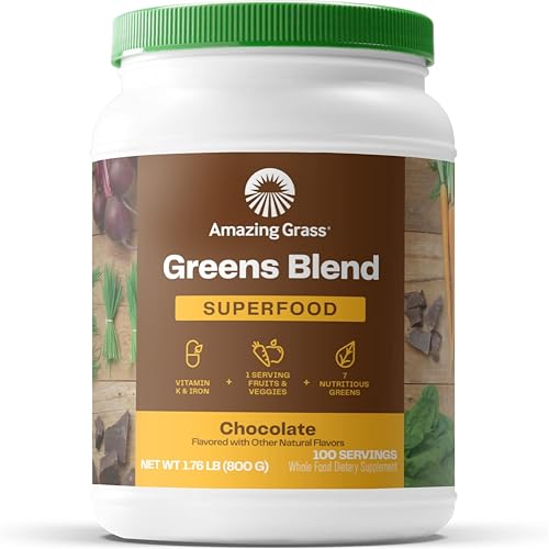 Amazing Grass Chocolate Greens Superfood: Digestive Enzymes & Probiotics, 100 Servings