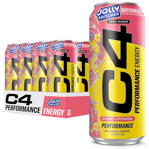 Cellucor C4 Jolly Rancher Watermelon Energy Drink, 12-Pack, Zero Sugar