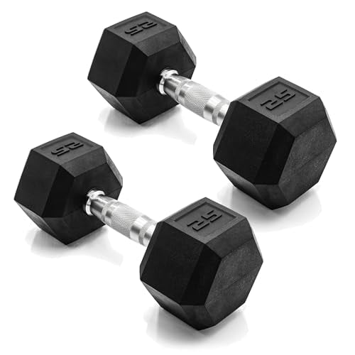 CAP 50lb Coated Hex Dumbbells, Pair, Part of 150lb Set