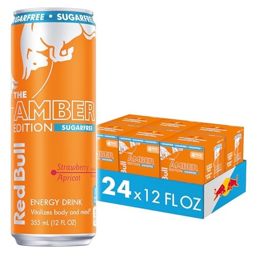 Red Bull Amber Sugar-Free Energy Drink, Strawberry Apricot, 24 Cans