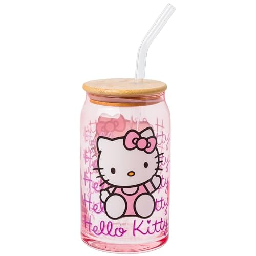 Hello Kitty Pink Tumbler with Lid and Straw, 16oz