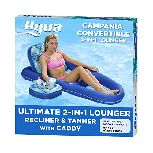 Aqua Campania 2-in-1 Pool Float Lounge with Backrest & Cupholder