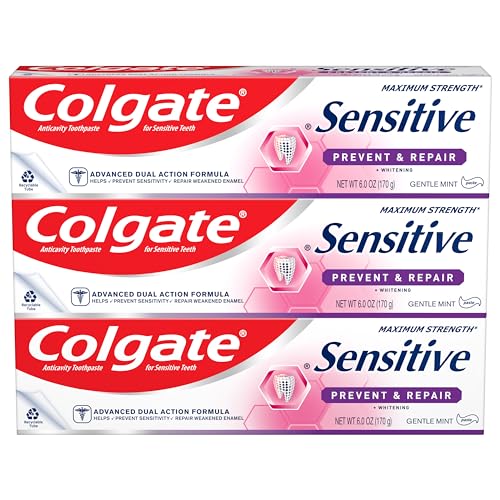 Colgate Sensitive Whitening Toothpaste, Prevent & Repair, 3 Pack
