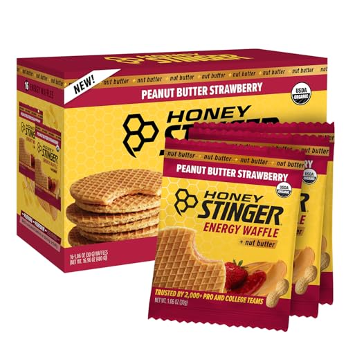 Honey Stinger Organic Peanut Butter Strawberry Waffles, 16 Pack