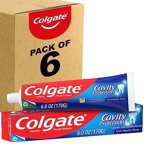 Colgate Cavity Protection Toothpaste, Fluoride, 6oz, Pack of 6