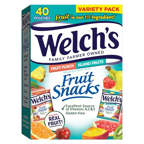 Welch’s Fruit Snacks, Fruit Punch & Island Fruits, 40 Pack