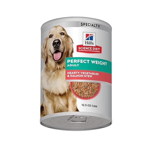 Hill’s Perfect Weight Wet Dog Food, Salmon & Veg, 12 Cans