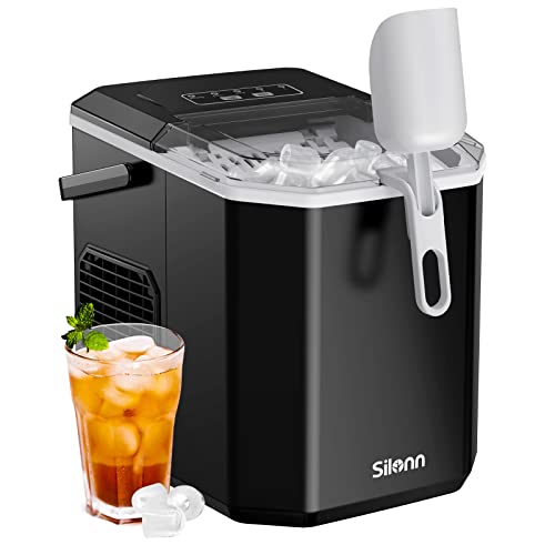 Silonn Portable Ice Maker with Handle, Self-Cleaning, 26 lbs/Day