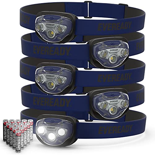 EVEREADY LED Headlamps Pro200 [5-Pack], Water Resistant, Batteries Included