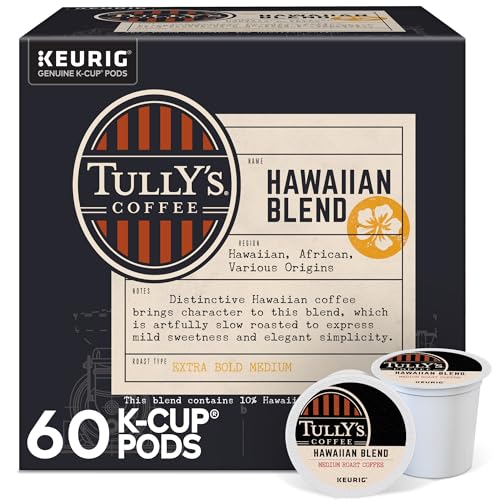 Tully’s Hawaiian Blend K-Cup Pods, Medium Roast, 60 Ct