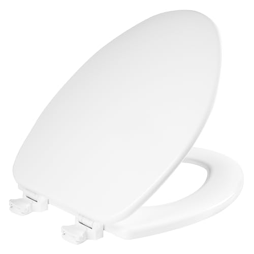 CHURCH White Elongated Toilet Seat, Easy Clean, Enameled Wood