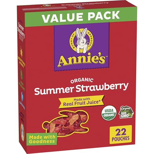 Annie’s Organic Strawberry Fruit Snacks, Gluten Free, 22 Pouches