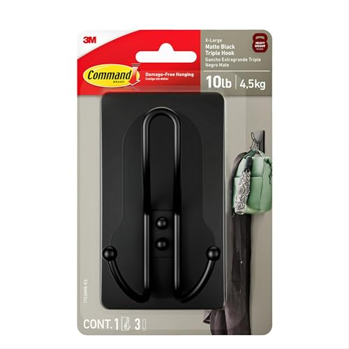 Command X-Large Black Wall Hook, Damage-Free Hanging