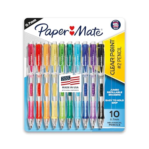 Paper Mate Clearpoint 0.7mm Pencils, Assorted Colors, 10 Pack
