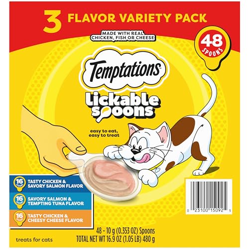 Temptations Lickable Cat Treats, Variety Pack, 48 Count