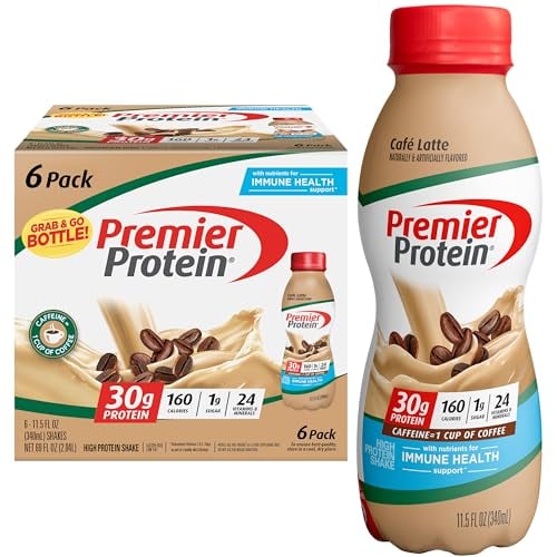 Premier Protein Café Latte Shake, 30g Protein, 11.5 fl oz, 6-Pack