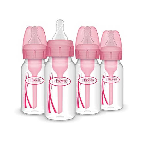 Dr. Brown’s Anti-Colic Baby Bottles, 4oz, Level 1 Nipple, 4 Pack
