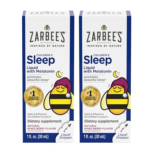 Zarbee’s Kids Sleep Liquid, 1mg Melatonin, Berry Flavor, 2-Pack