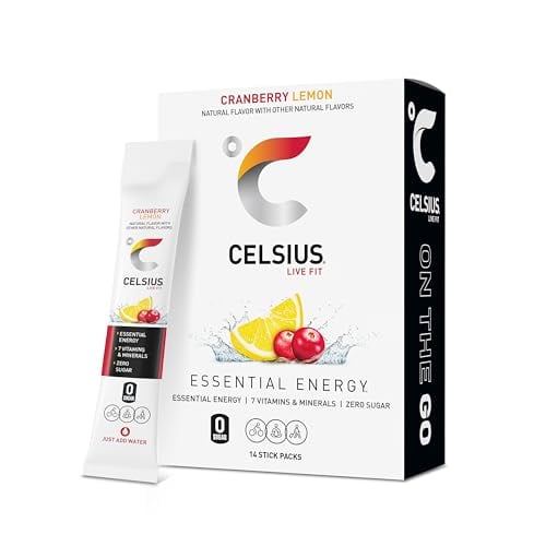 CELSIUS Cranberry Lemon Sugar-Free Energy Drink Mix, 14 Sticks
