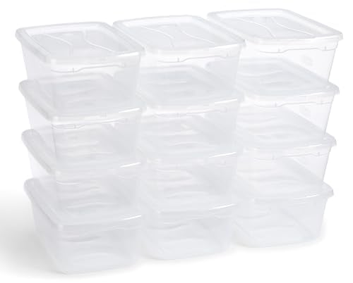 Rubbermaid Cleverstore 6 Qt Storage Bins, 12-Pack, Stackable