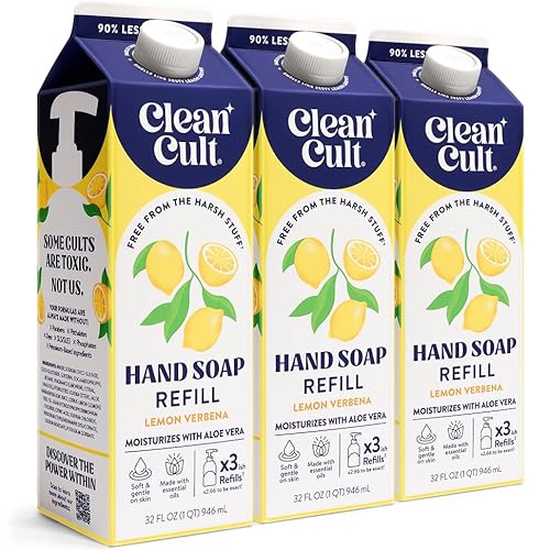 Cleancult Lemon Verbena Hand Soap Refill – 32 oz, 3-Pack