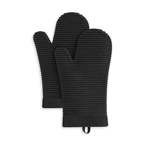 KITCHENAID Silicone Oven Mitts 2-Pack, Matte Black