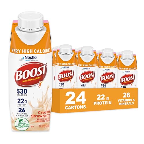Boost Strawberry Nutritional Drink, 22g Protein, 530 Calories, 8oz, 24-Pack